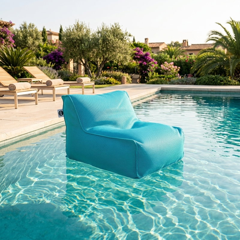 Fauteuil piscine XL flottant 100 × 90 × 70 cm intérieur / extérieur sans polystyrène – Bleu (DC10090-4) - 2