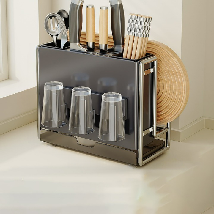 Wielofunkcyjny uchwyt na noże i pałeczki, wielofunkcyjny organizer kuchenny, uchwyt na noże + magnetyczny uchwyt na kubek