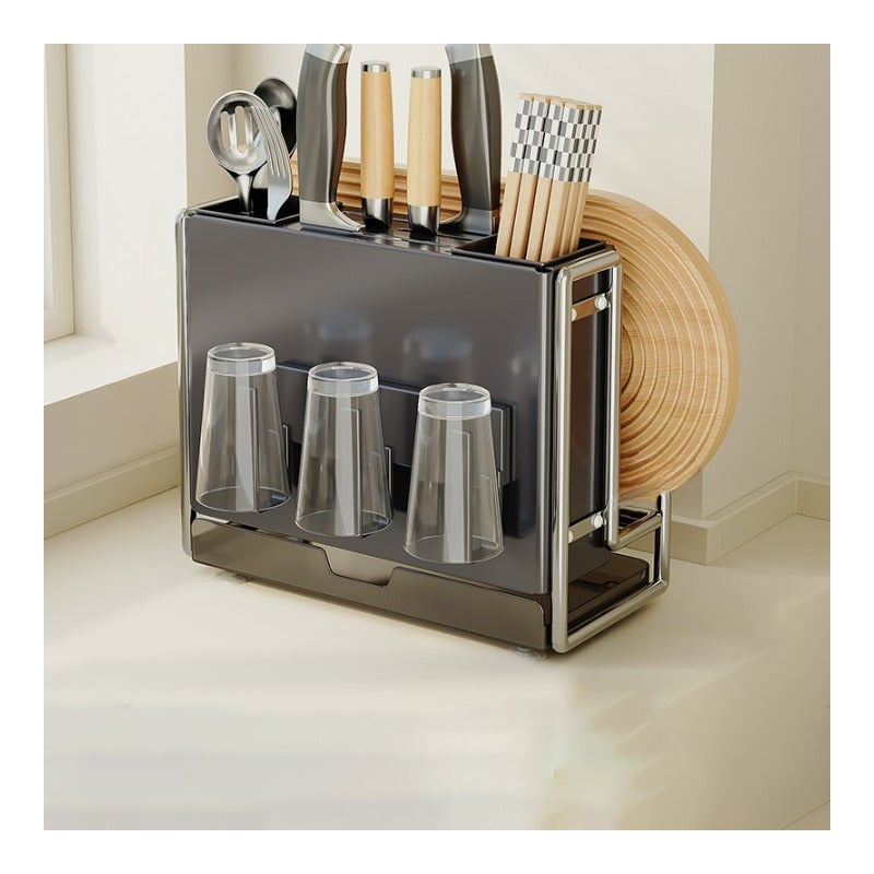 Wielofunkcyjny uchwyt na noże i pałeczki, wielofunkcyjny organizer kuchenny, uchwyt na noże + magnetyczny uchwyt na kubek