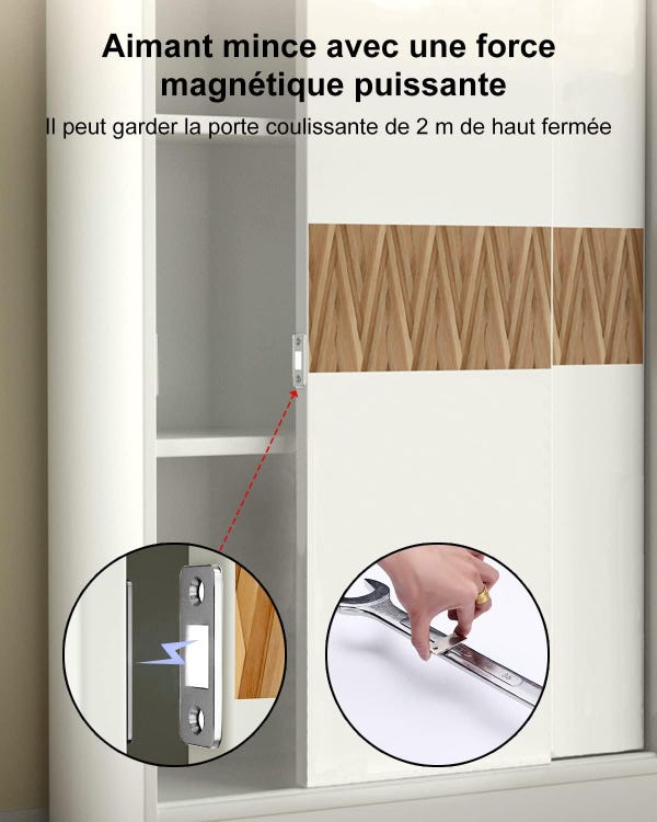 Aimant Porte Placard Loquet Magnetique 6 Pièces Ultra Mince Loqueteaux Magnétiques à Coller Aimant Fermeture Adhésif,argent - 3