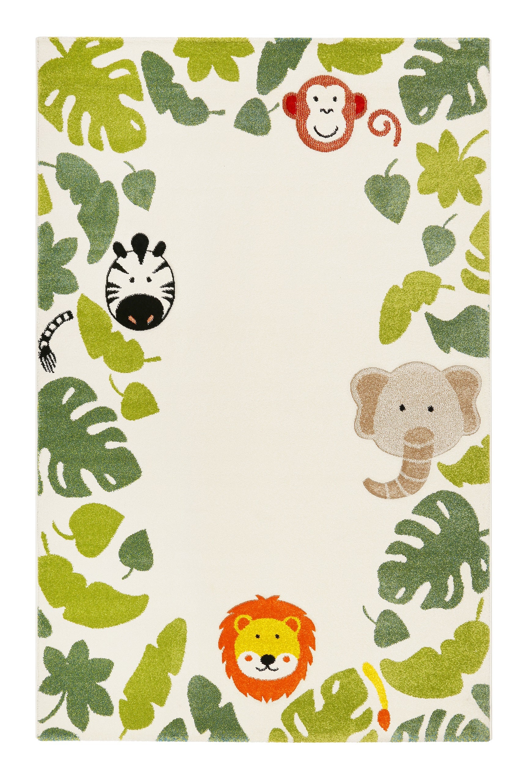 Tapis Enfant Safari 100x200 Cm - Lavable, Antidérapant Et Hypoallergénique - Motif Jungle