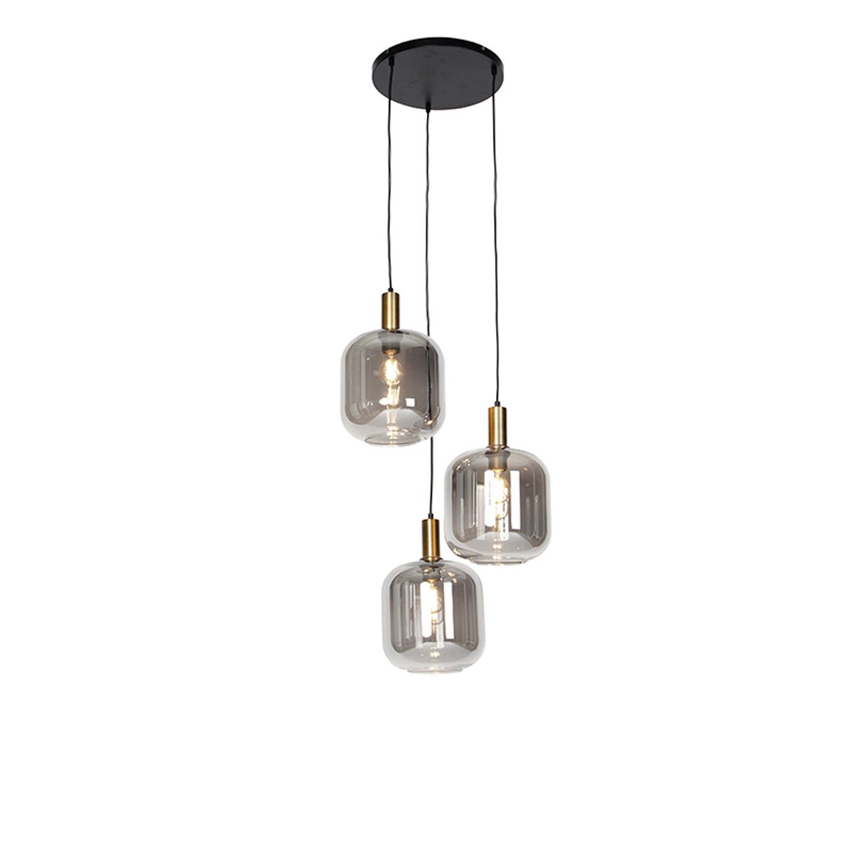 Qazqa designerski lampa wisząca z kloszem (3 punkty) do stołu jadalnego - Zuzanna - szary, okrągły, max. 40w, e27, z 3 punktami
