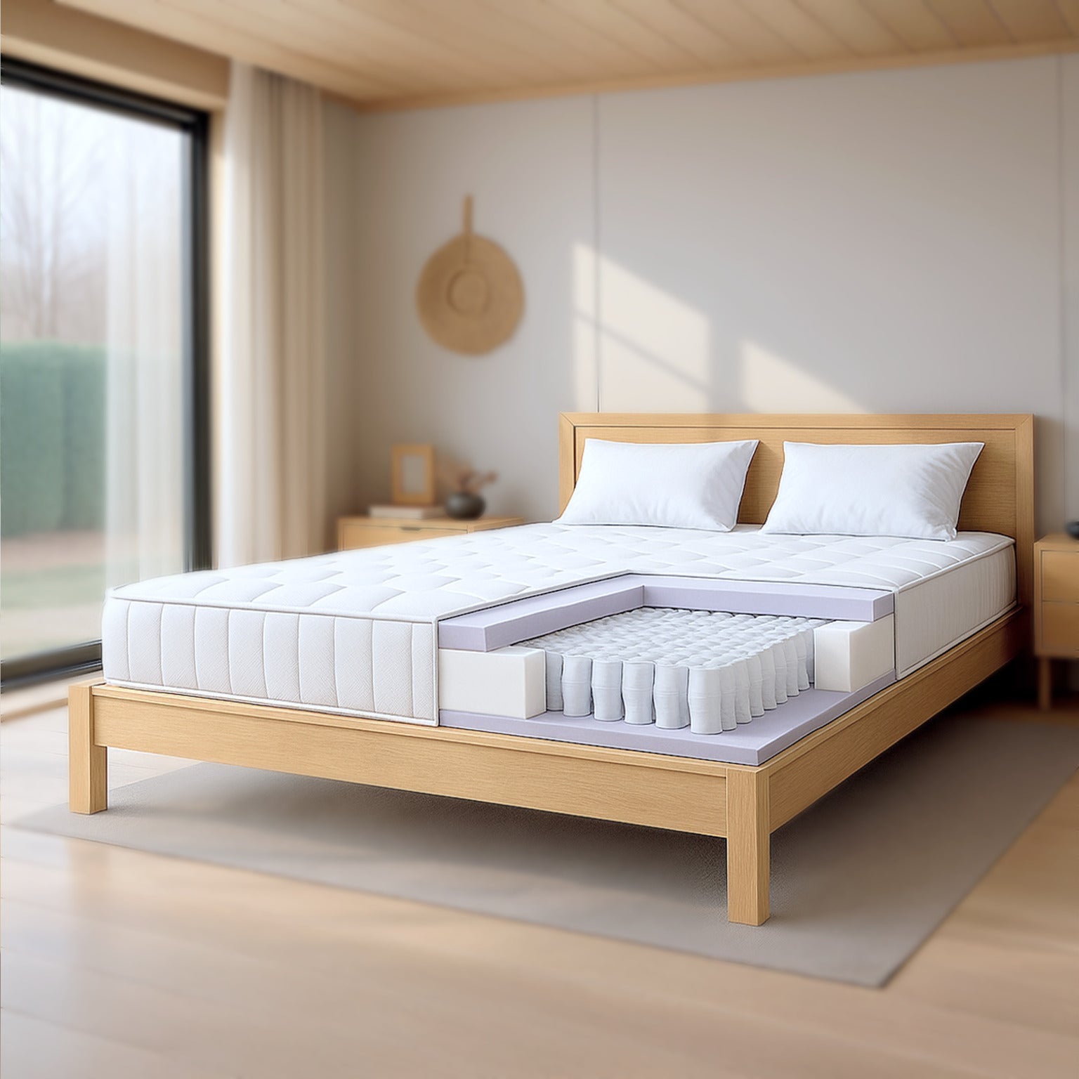 The White Stone Materac 80x190 ze Sprężynami Kieszeniowymi i Pianką Memory | Wysokość 25 cm | Ergonomiczny, Ognioodporny, Hipoalergiczny
