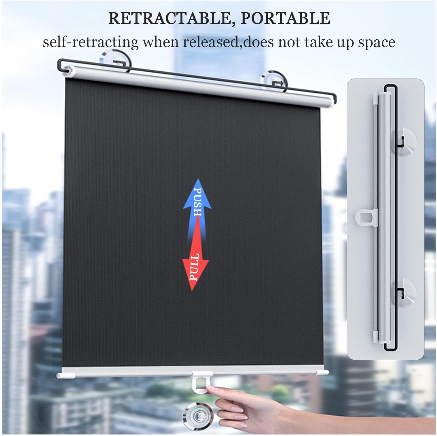 Roleta przyssawkowa - zwijana osłona przeciwsłoneczna - zaciemniająca, chroniąca przed słońcem - zasłona zapewniająca prywatność - czarna, 40 x 125 cm - 4