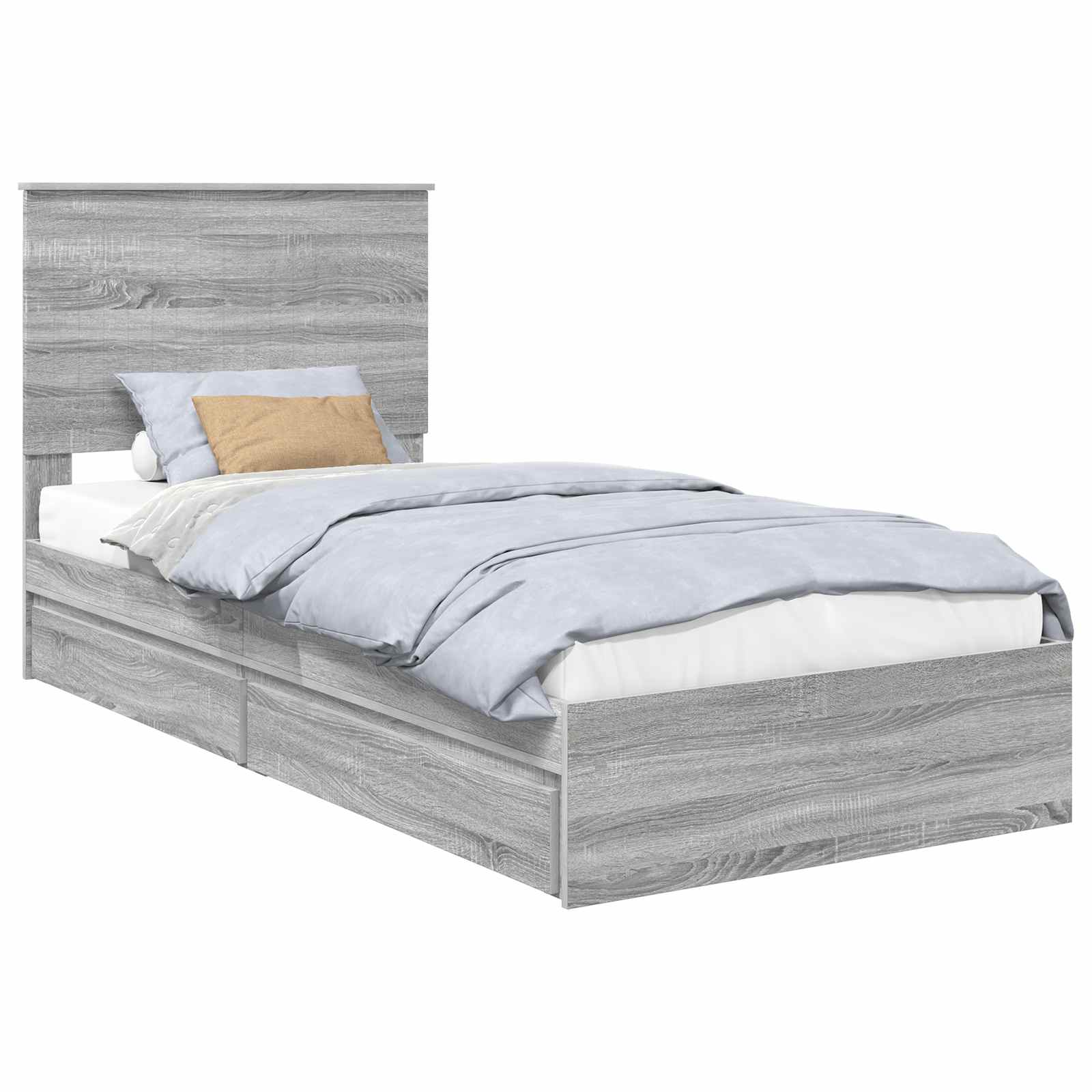 Lit de rangement Gris 90 x 200 cm Panneau de bois - 2