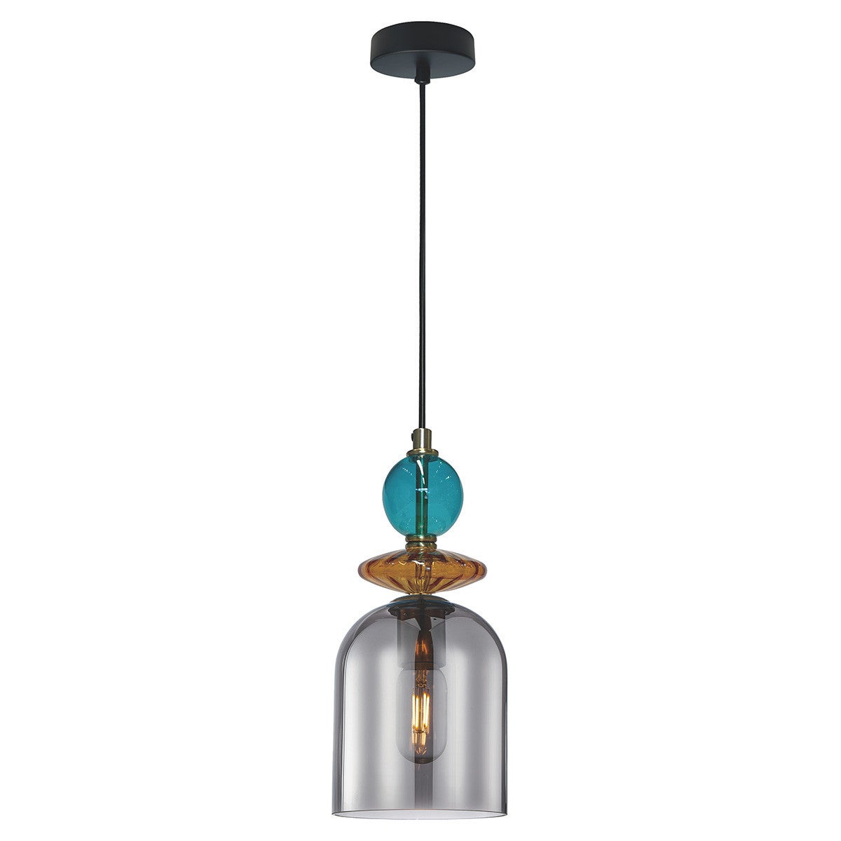 Zawieszenie verre E27 fumé multicolor salon chambre boho Tropea