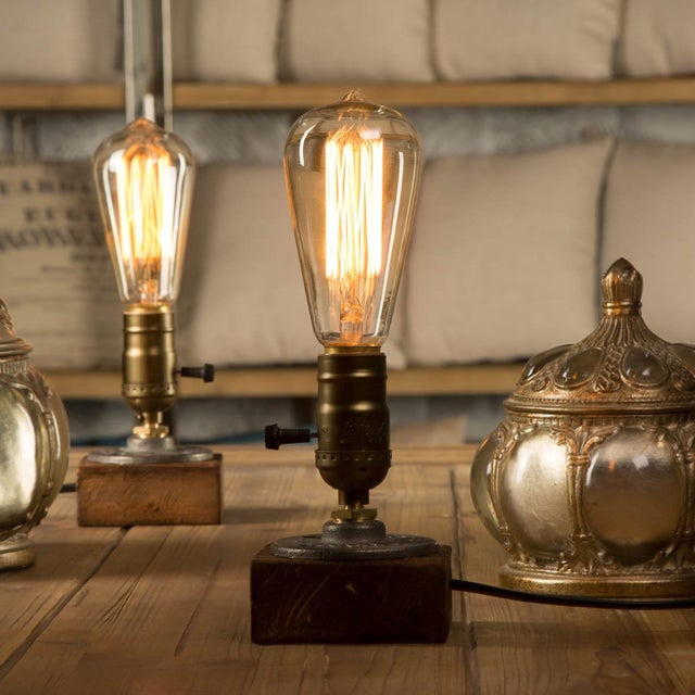 Drewniana lampa stołowa w stylu vintage z regulacją natężenia światła, w stylu loft, dekoracyjne oświetlenie do domu lub baru