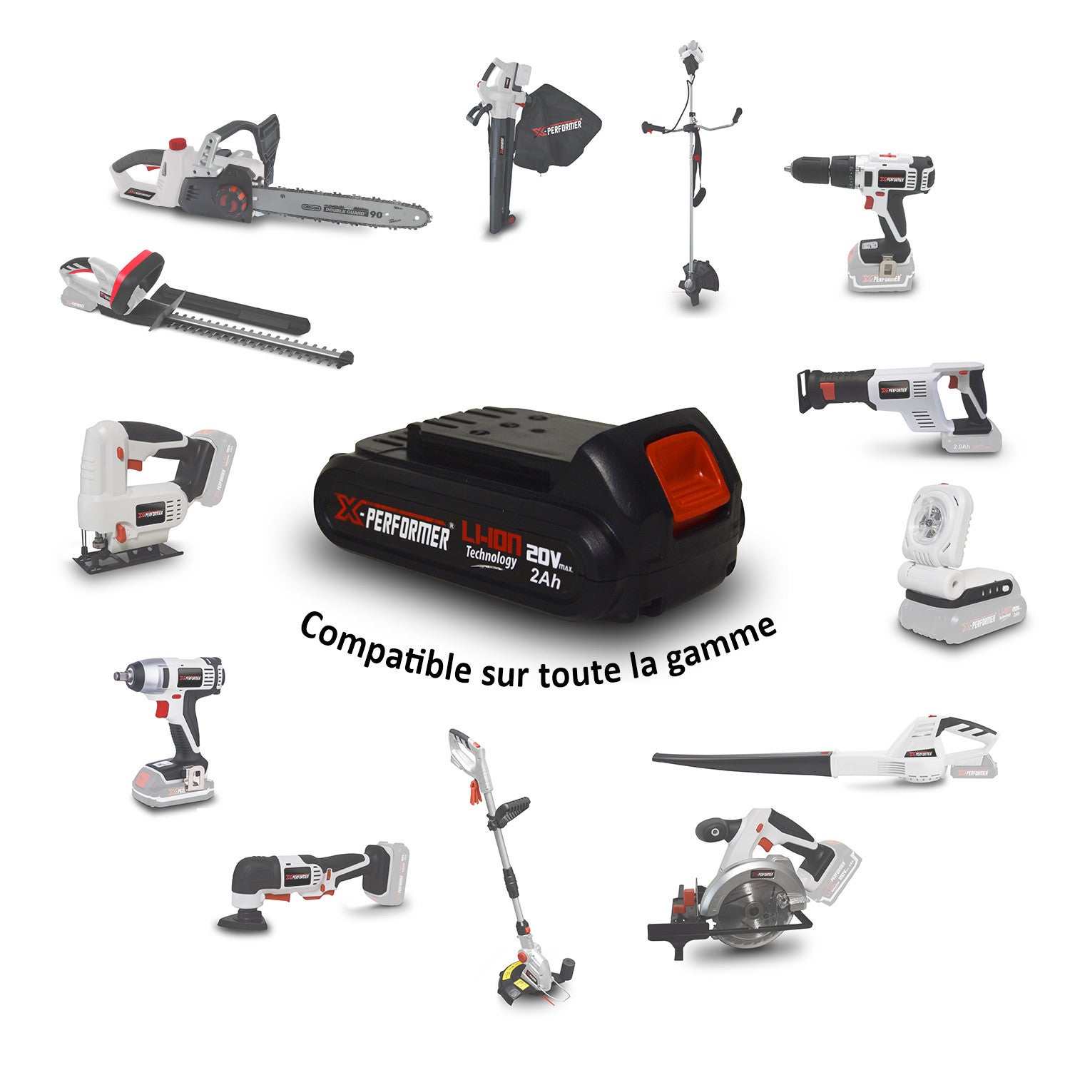 Coupe bordures à batterie 20V - X-Performer XPCB20LI-T - Tête de coupe 5 positions + Batterie 2 Ah et chargeur - 4