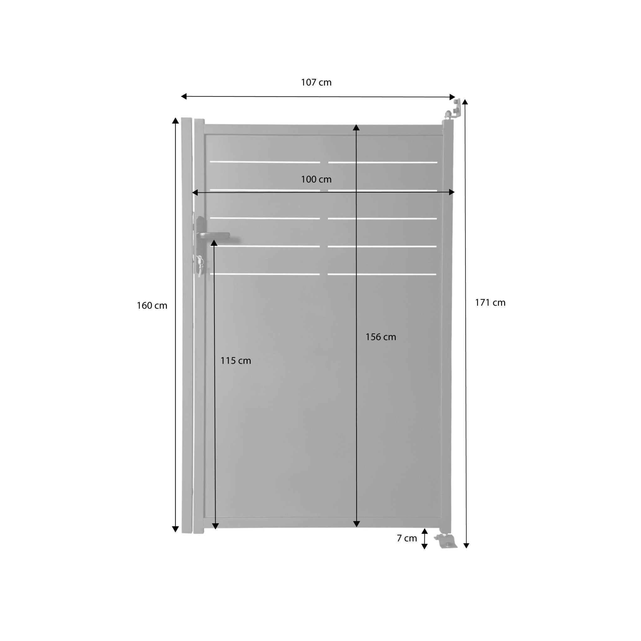 Portillon de jardin acier galvanisé anthracite avec serrure et poignée. fixation mur et sol - Axis AXIS - 4
