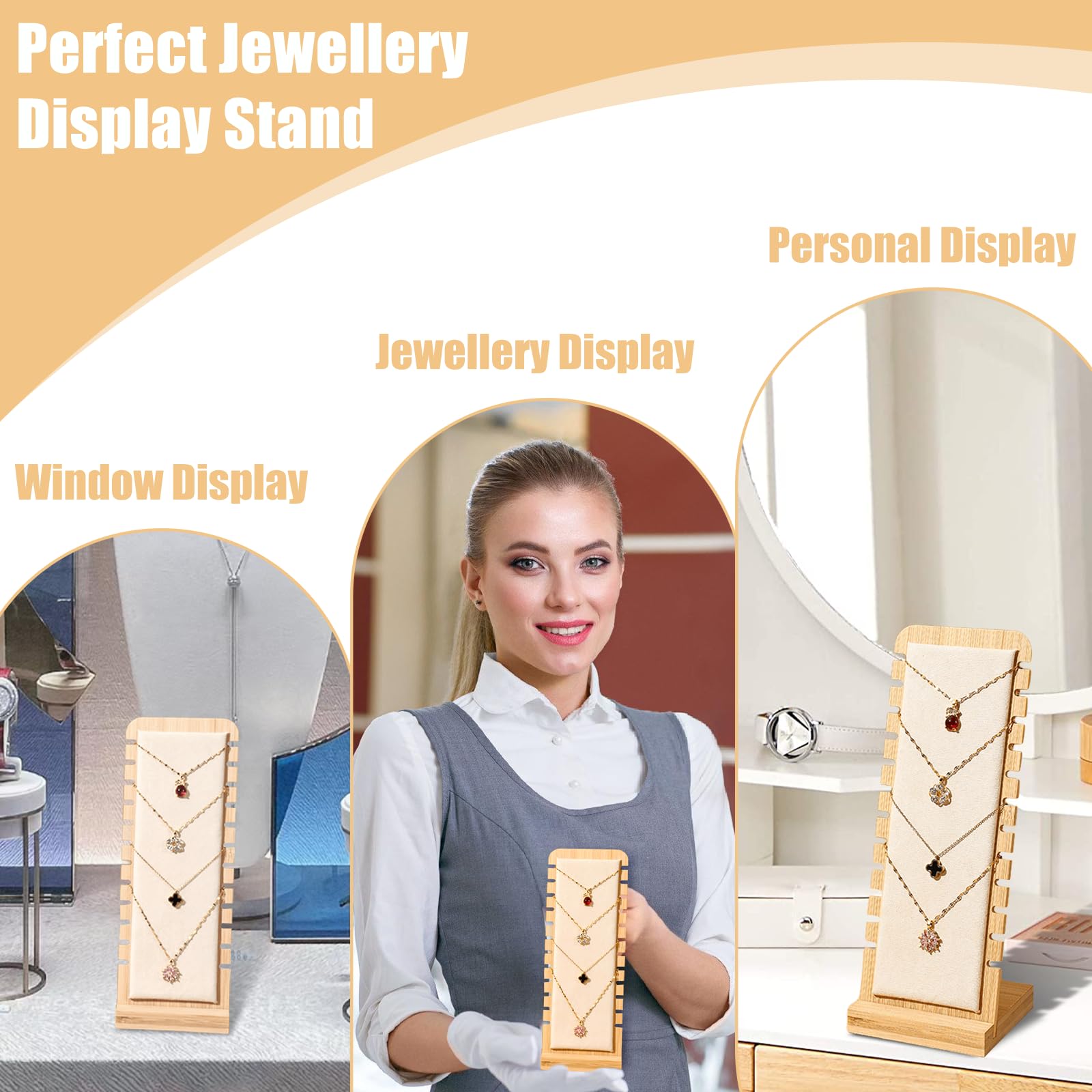 Présentoir à Bijoux en Bois - 12 Emplacements Porte Bijoux et Collier, pour Bracelet, Collier et Pendentif - 6