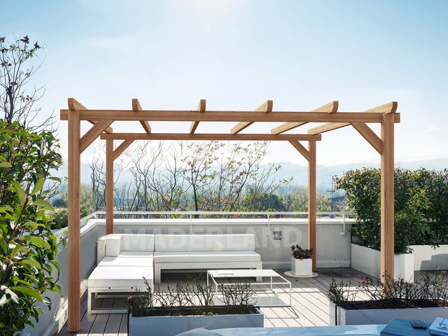 Pérgola madera SITGES • 400x300 cm • muy resistente • madera laminada