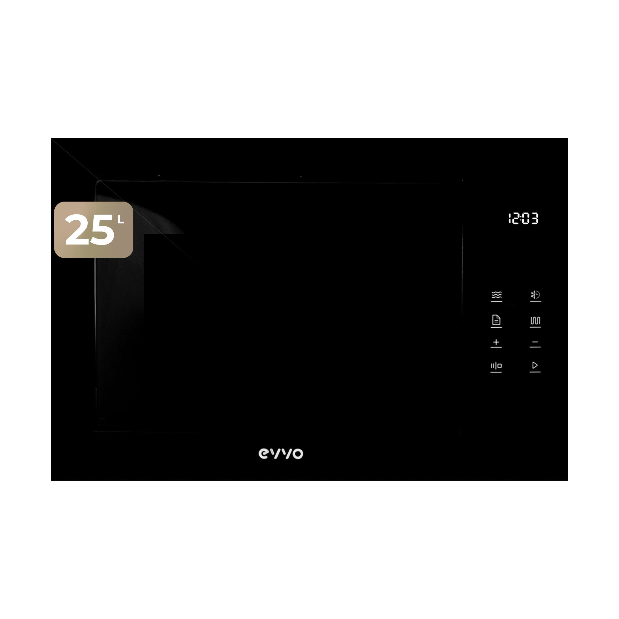 Evvo Negro Microondas Integrable Mi45 Glass 25L De Capacidad, Grill 1200W, Puerta Y Marcos Efecto Brillante, Multifunción - Imagen 4