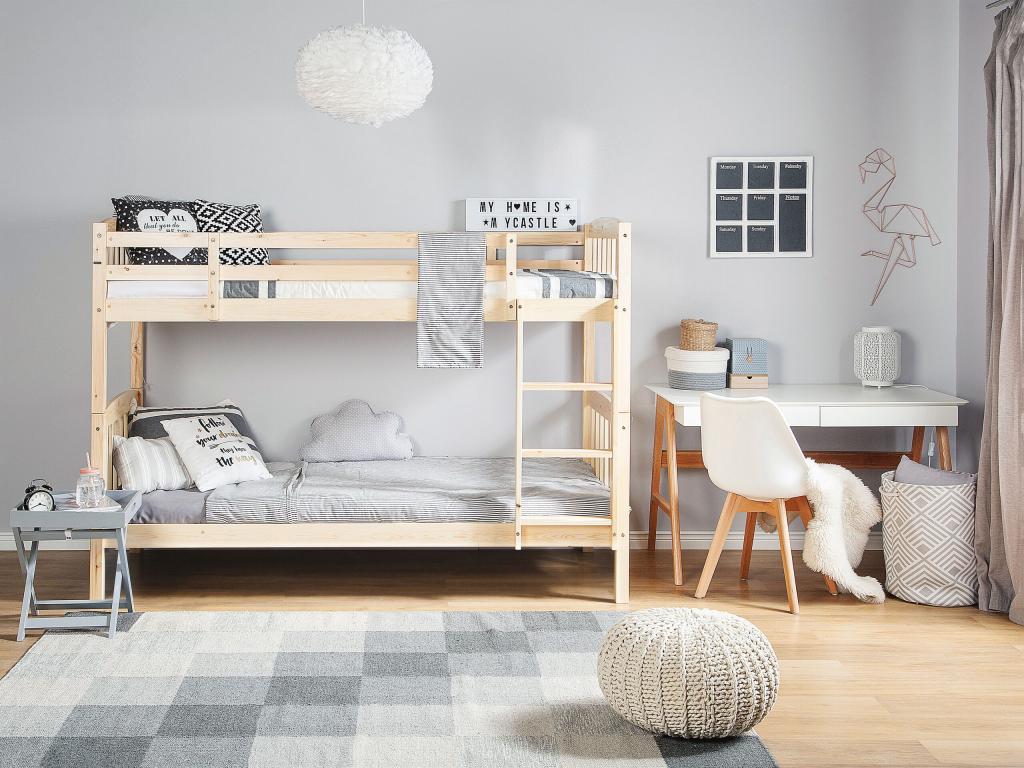 Lit superposé en bois clair 90 x 200 cm REVIN | Leroy Merlin
