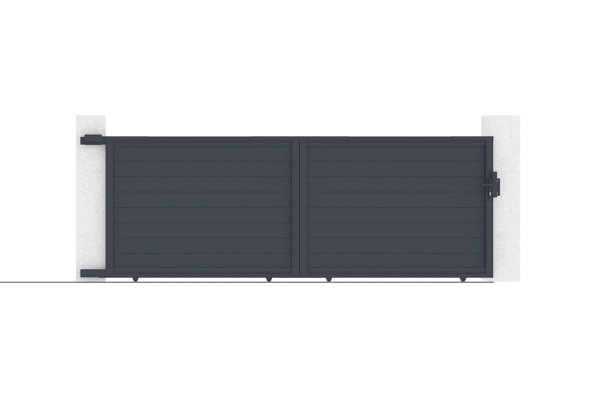 Portail coulissant 4m EIGER H.160cm + Portillon 1m EIGER H.160cm aluminium gris - 8