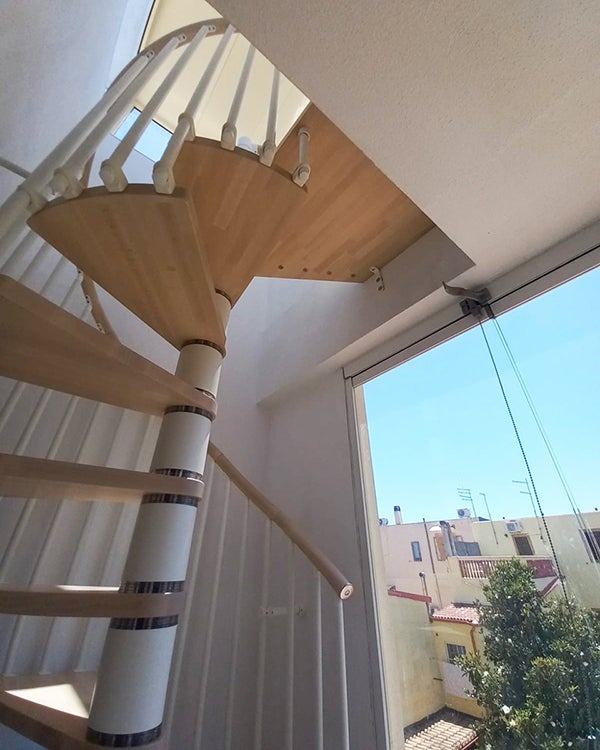 Escalier colimaçon 13 marches - Hauteur à franchir de 2.67m à 3.12m - Diamètre 1.05m - Structure anthracite et marche noyer - PHOLA105/SAMNOY-13 - 6