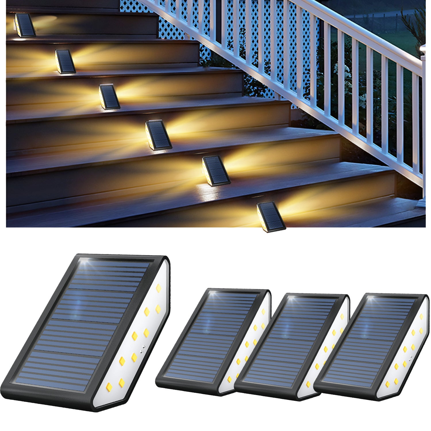 Luci Solari Per Esterni, 4 Confezioni Di Luci Solari Da Giardino Luci Da Parete A Led Per Esterni Bianco Caldo Ip65 Impermeabili Luci Solari Su E Giu Per Giardino Cortile Balcone Recinzione 86430258
