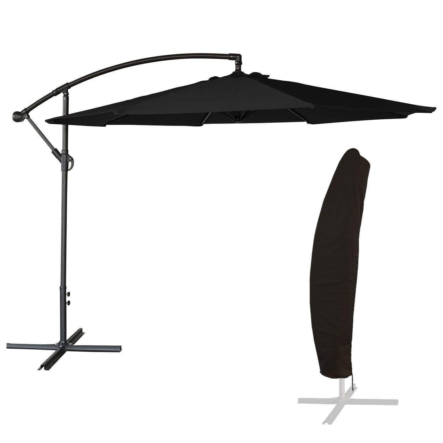 Okrągły czarny parasol OAHU o średnicy 3 m + pokrowiec