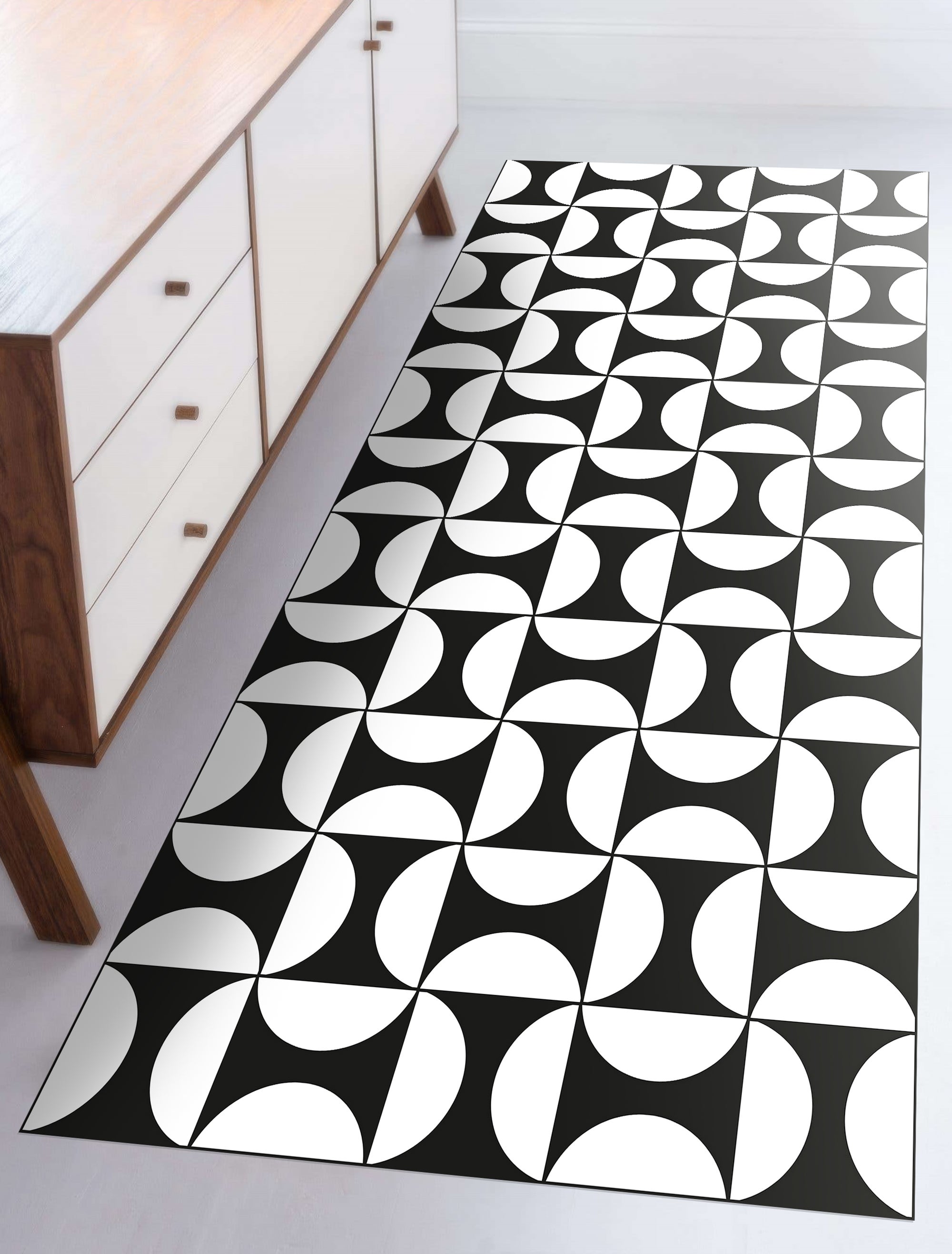 Dywan winylowy Eclipse 80x300 cm - antypoślizgowy dywan z PVC do kuchni lub salonu, zmywalny, w geometrycznym stylu