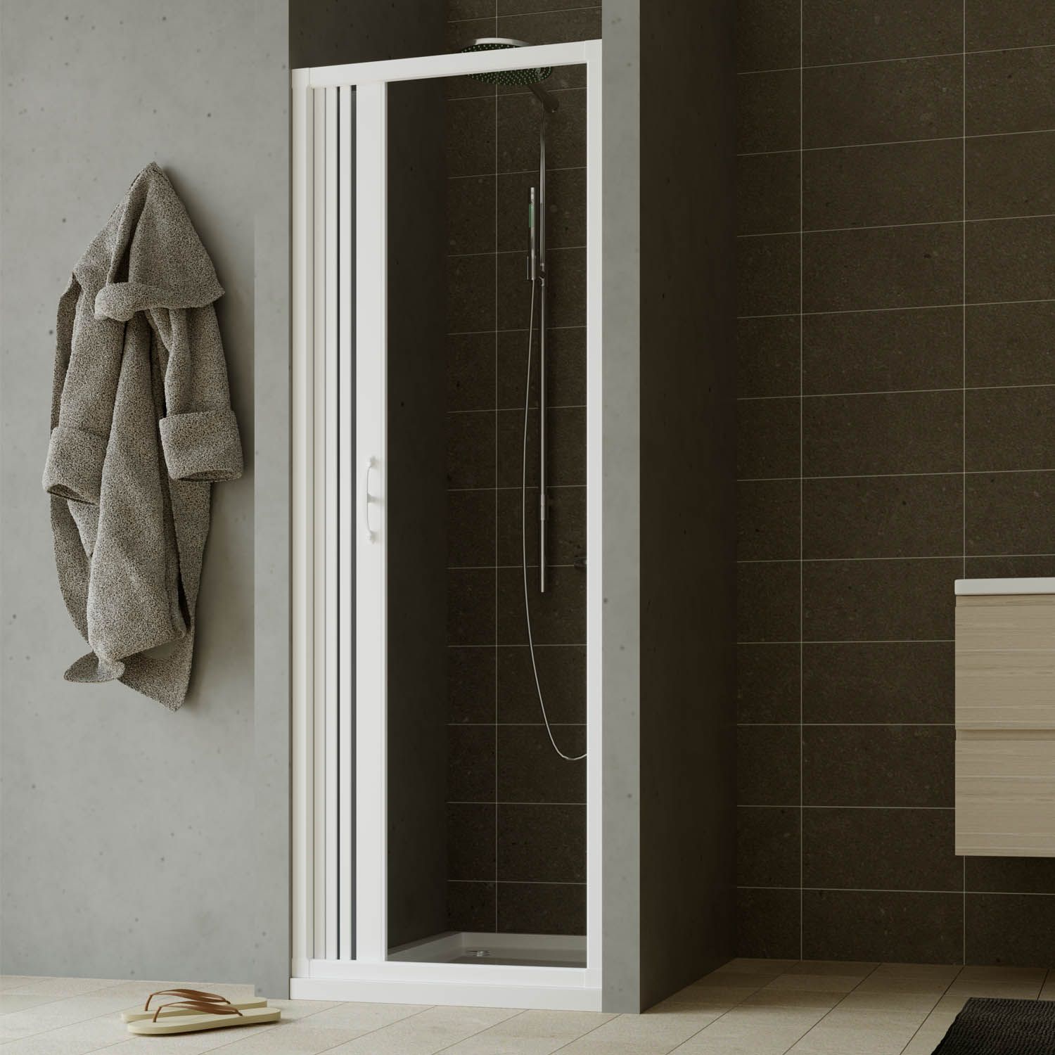 Puerta de ducha plegable 80 CM de PVC mod. Giglio con apertura Lateral - 8