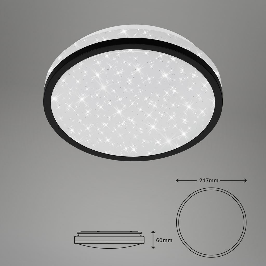 Plafonnier LED BRILONER LEUCHTEN NIGRA, 10 W, 900 lm, IP20, noir, plastique, Ø 21,7 cm - 5