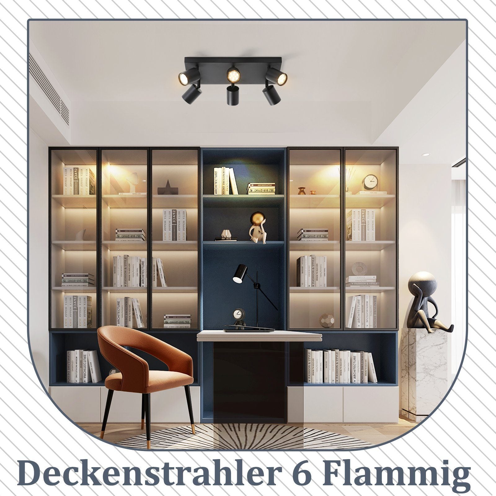NETTLIFE Lámpara de techo 6 focos GU10 negros orientables 330° pared industrial moderna para salón dormitorio cocina sin bombilla - 8