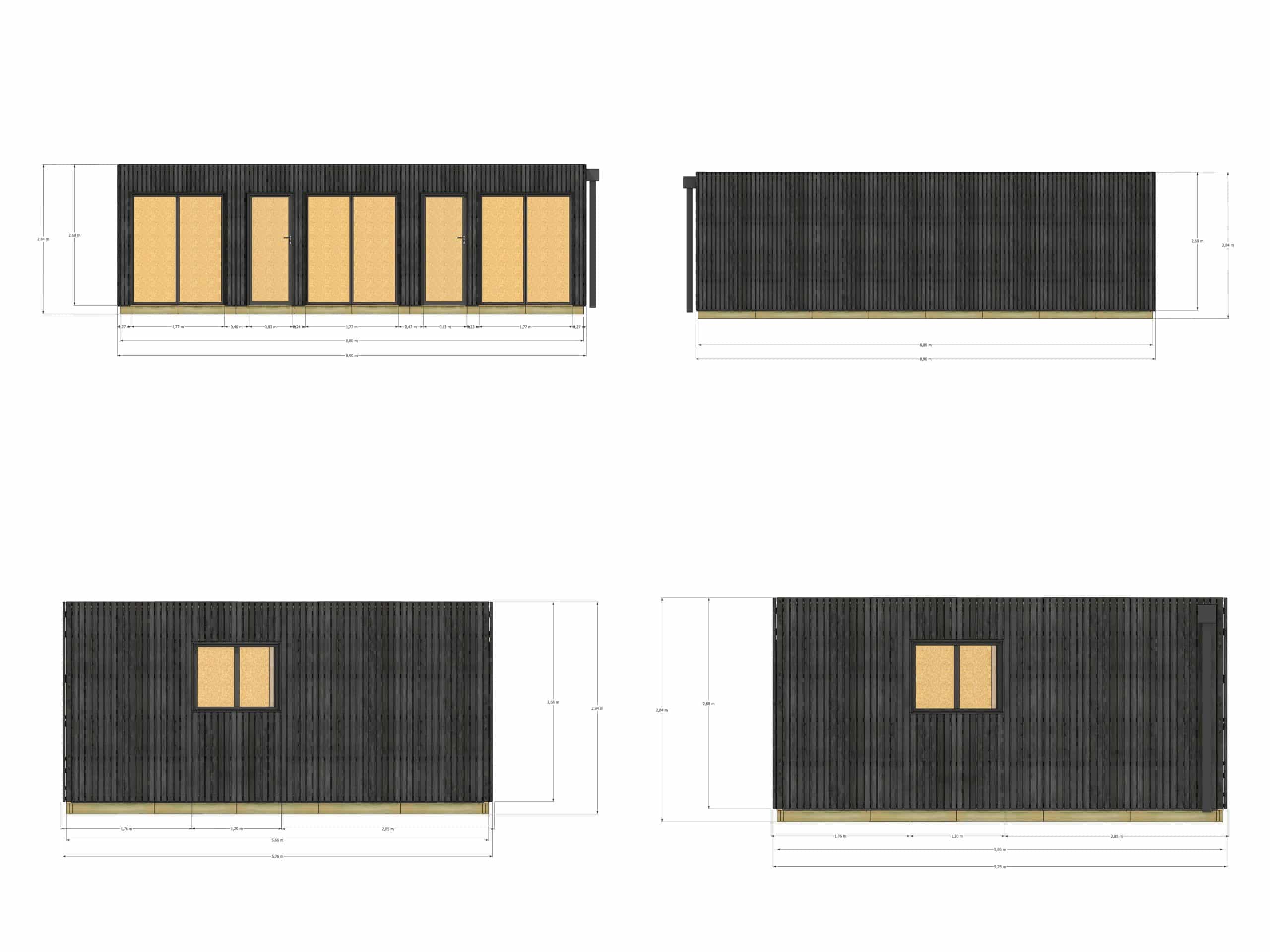 Extension maison en bois en bois 8,8 x 5,7 x 2,7 m avec plancher isolé / menuiseries alu k-line - 4