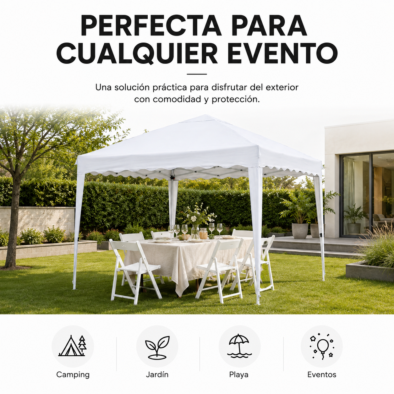 Carpa Impermeable 3x3 m Plegable - 7