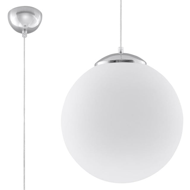 Lampa sufitowa wisząca Ugo chromowana-biała 1xE27x60W wym: 80 x 40 x 40 cm szkło Sollux Lighting