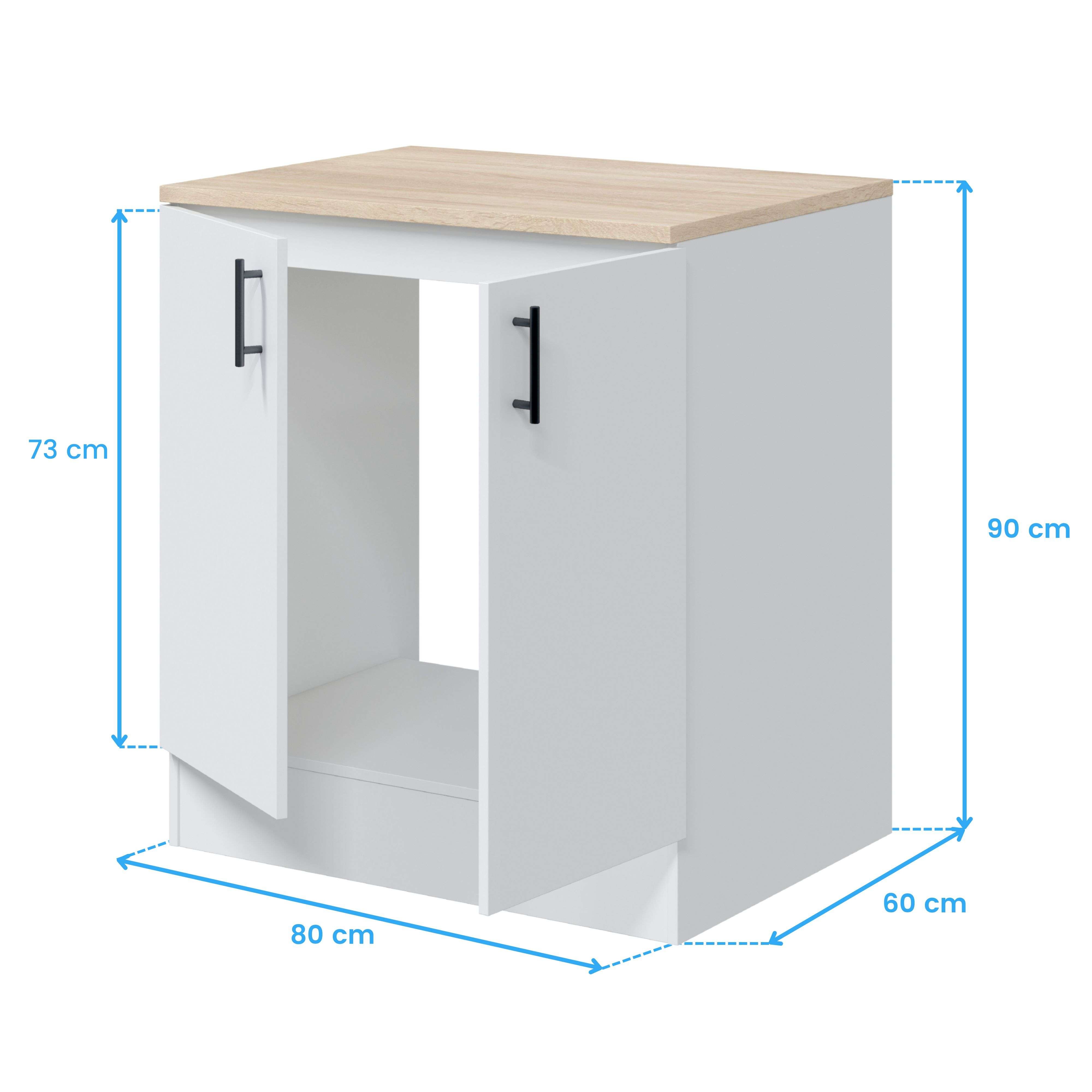 Módulo Inferior Cocina Fregadero 2 Puertas Kira en Blanco Brillo y Roble Canadian 80x90x60 cm - 6