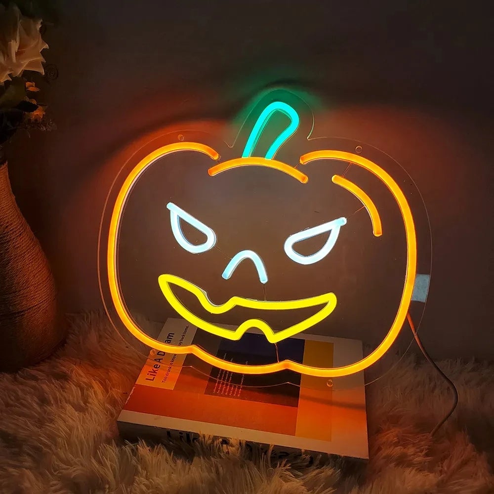 Neony LED do dekoracji na Halloween, świecące dynie, świecące dynie akrylowe, prezenty urodzinowe, 18 x 20 cm