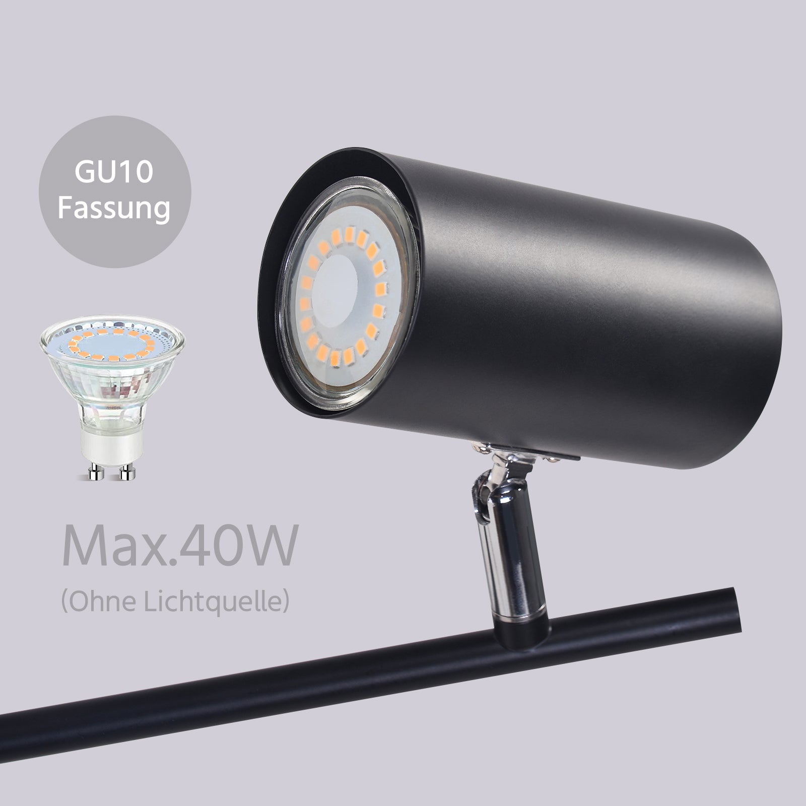NETTLIFE lampe de chevet lampe de table noire salon pivotante 350° GU10 métal bureau - 2