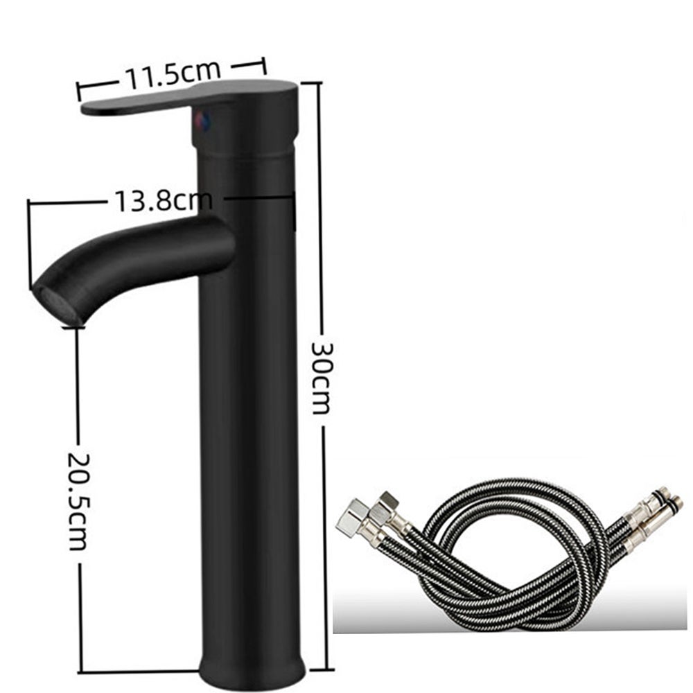 Czarny kran umywalkowy, wysoki kran łazienkowy, jednouchwytowy kran łazienkowy, regulowany kran umywalkowy z ciepłą i zimną wodą