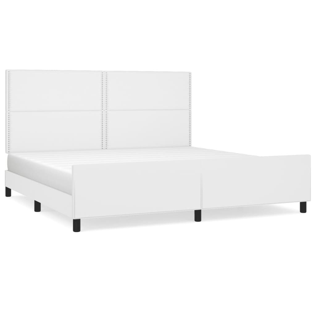 Maison Exclusive - Estrutura cama c/ cabeceira couro artificial 200x200 cm branco - 2