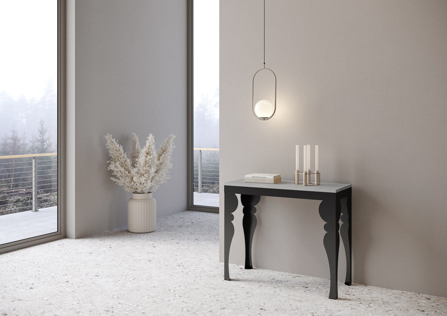 Tavolo "Lecce" allungabile in legno per sala da pranzo / Allungabile fino a 440 cm / Noce