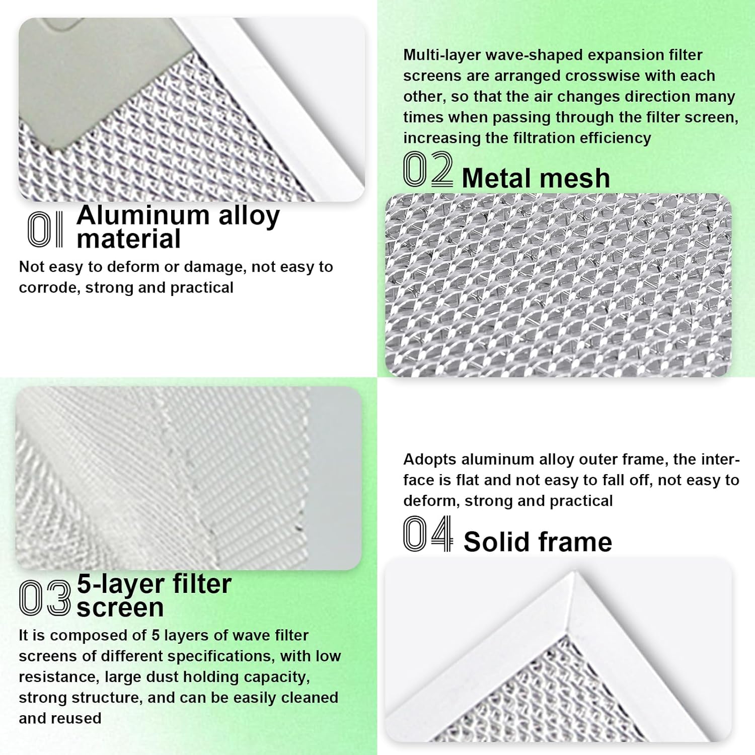 Set di 2 filtri di ricambio per cappe aspiranti, 320 x 260 mm, filtri universali in lega di alluminio con 5 strati di alluminio, filtro - 3