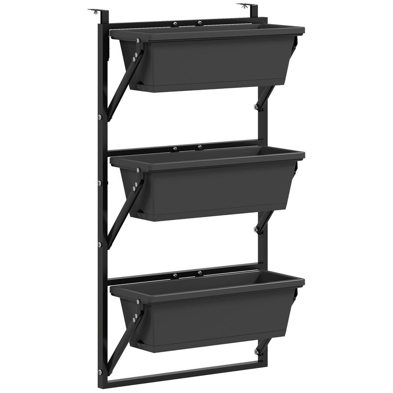 Doniczki 3-poziomowe, składane, 56 x 42 cm, do użytku na zewnątrz, z drenażem i mocowaniami