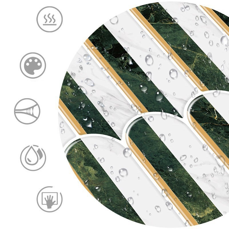 Carreaux adhésifs marbre vert-blanc – 10 pièces, décoration murale 3D autocollante pour cuisine et salle de bain - 3