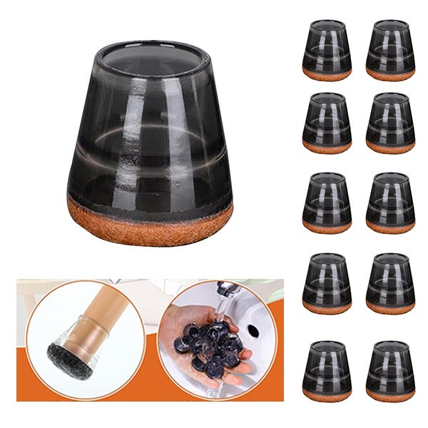 Piedini In Feltro Per Sedie - Set Da 5 Per Fermare Rotelle E Proteggere Pavimenti | Nero - Foto 11