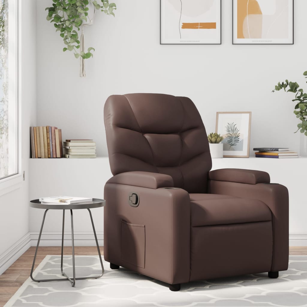 Silla reclinable de piel sintética marrón