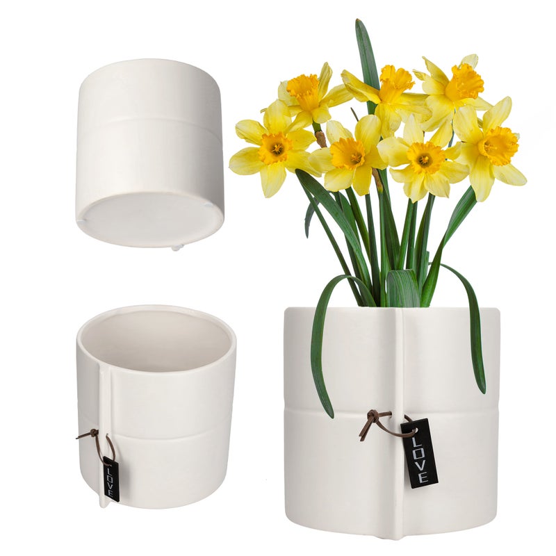 DONICZKA CERAMICZNA DONICA OSŁONKA BIAŁA NA KWIATY DONICZKĘ 17 cm OKRĄGŁA