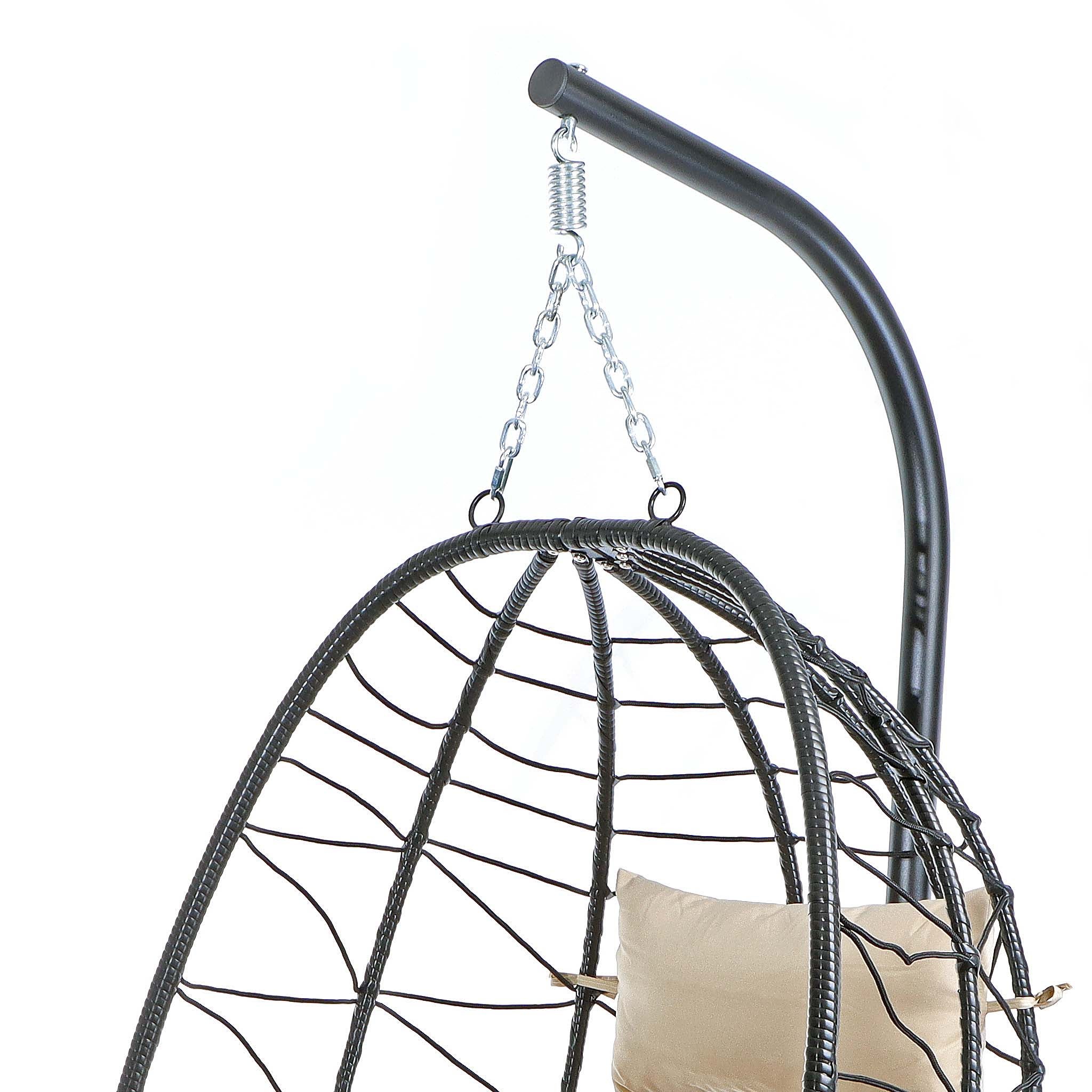 Fauteuil suspendu – 950 x 980 x 1980 mm – Capacité de charge max. 130 kg – OEuf Panier Chaise avec Support et coussin d’assise – Mobilier… Wiltec - 4