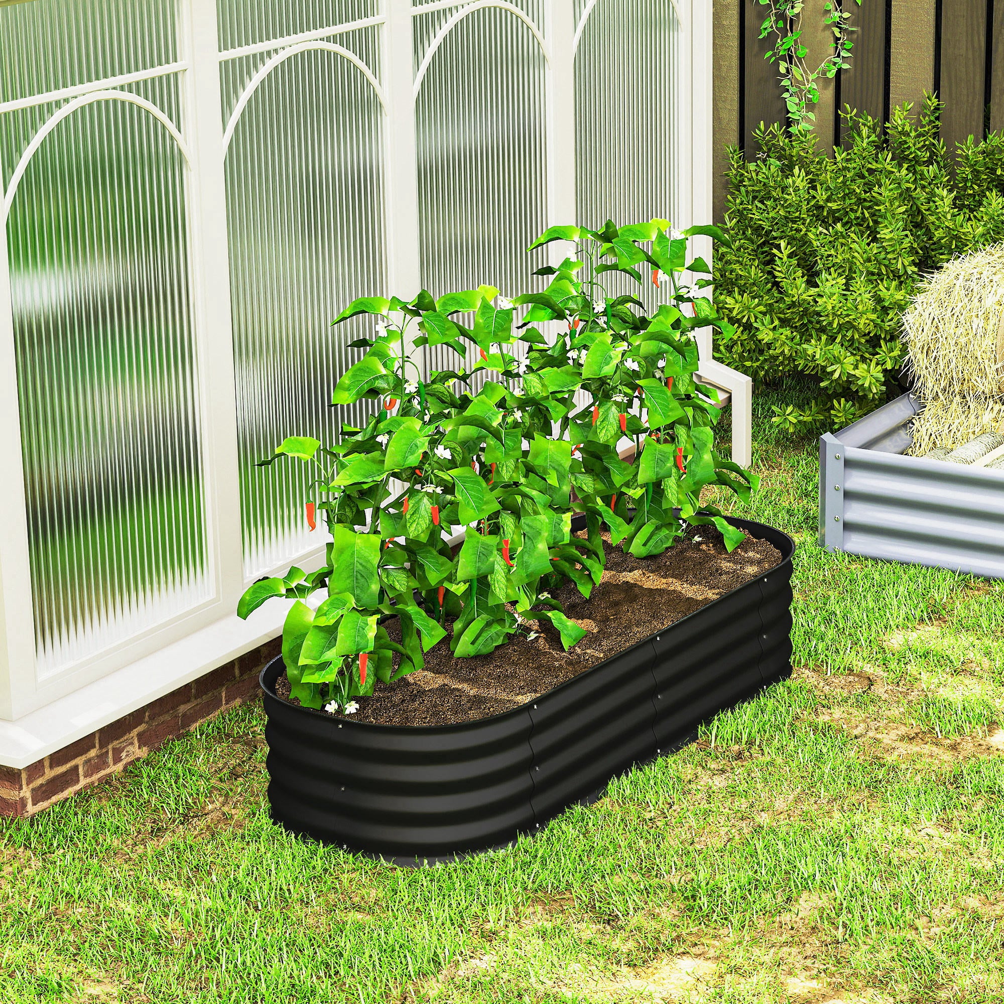 Jardinière en acier noir modulable 150x62x30cm OUTSUNNY - 8