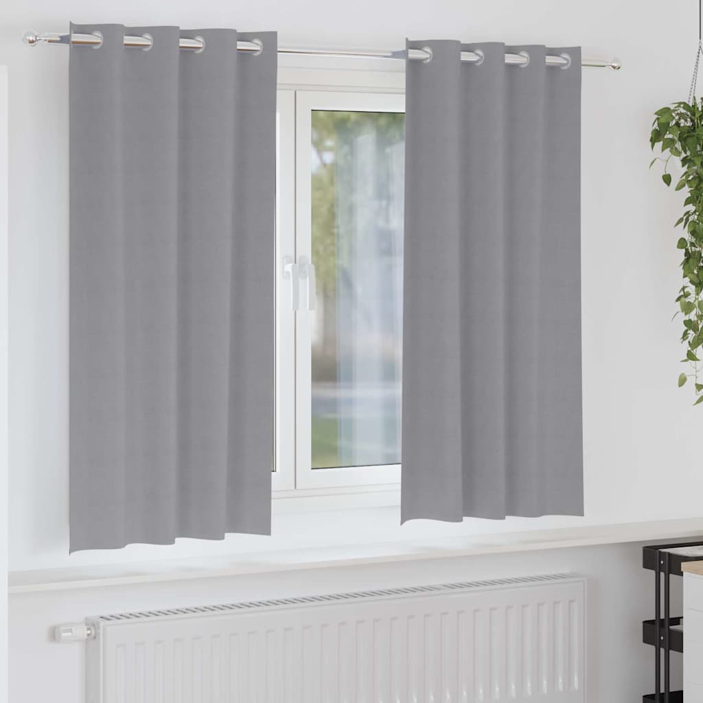 Firany blackout z kółkami 2 pcs Jasnoszary 175 x 140 cm vidaXL