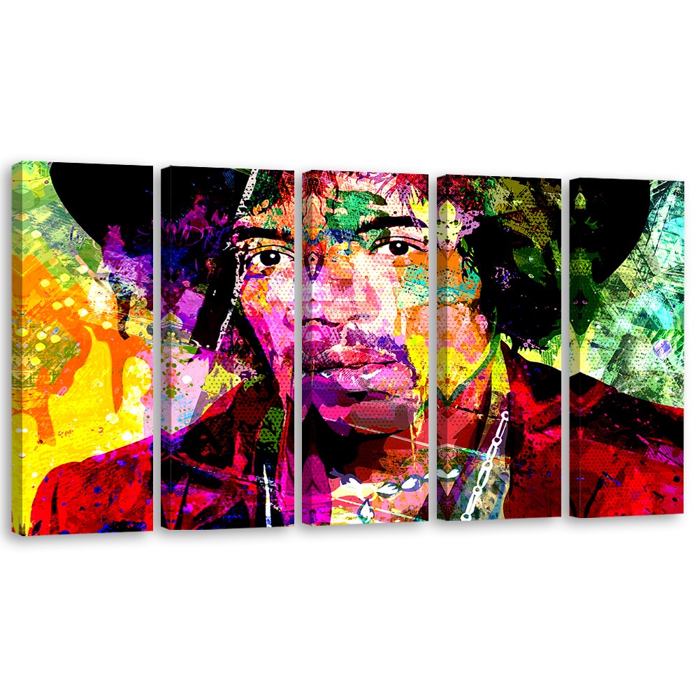 Obraz 5 częściowy na płótnie, Jimmy Hendrix Muzyka 150x100
