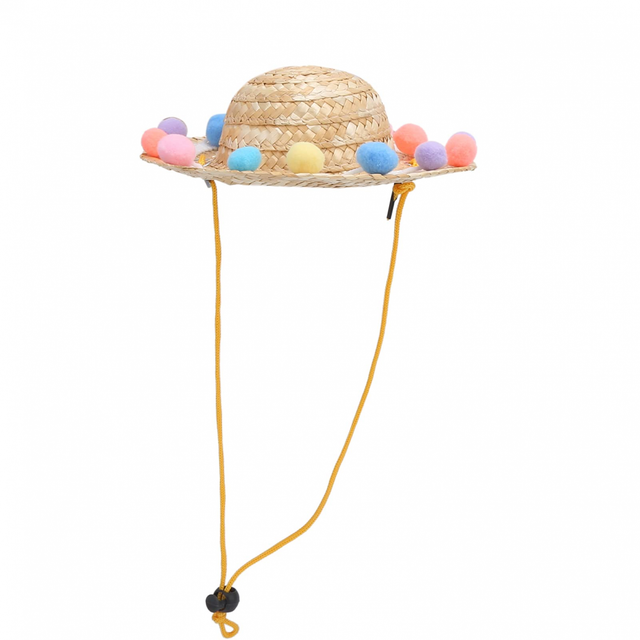 Chapéu de palha para animais de estimação, chapéu de palha para decoração de verão, boné de proteção solar para animais pe