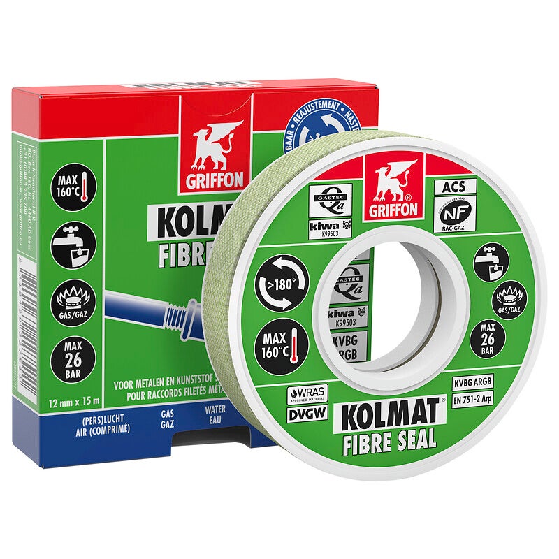 Bande étanchéité raccord fileté KOLMAT FIBRE SEAL-12mm x 15m - 4