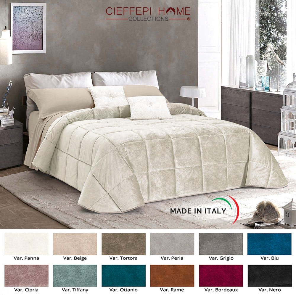 VELVET Trapunta Piumone Matrimoniale o Singolo Panna piazze