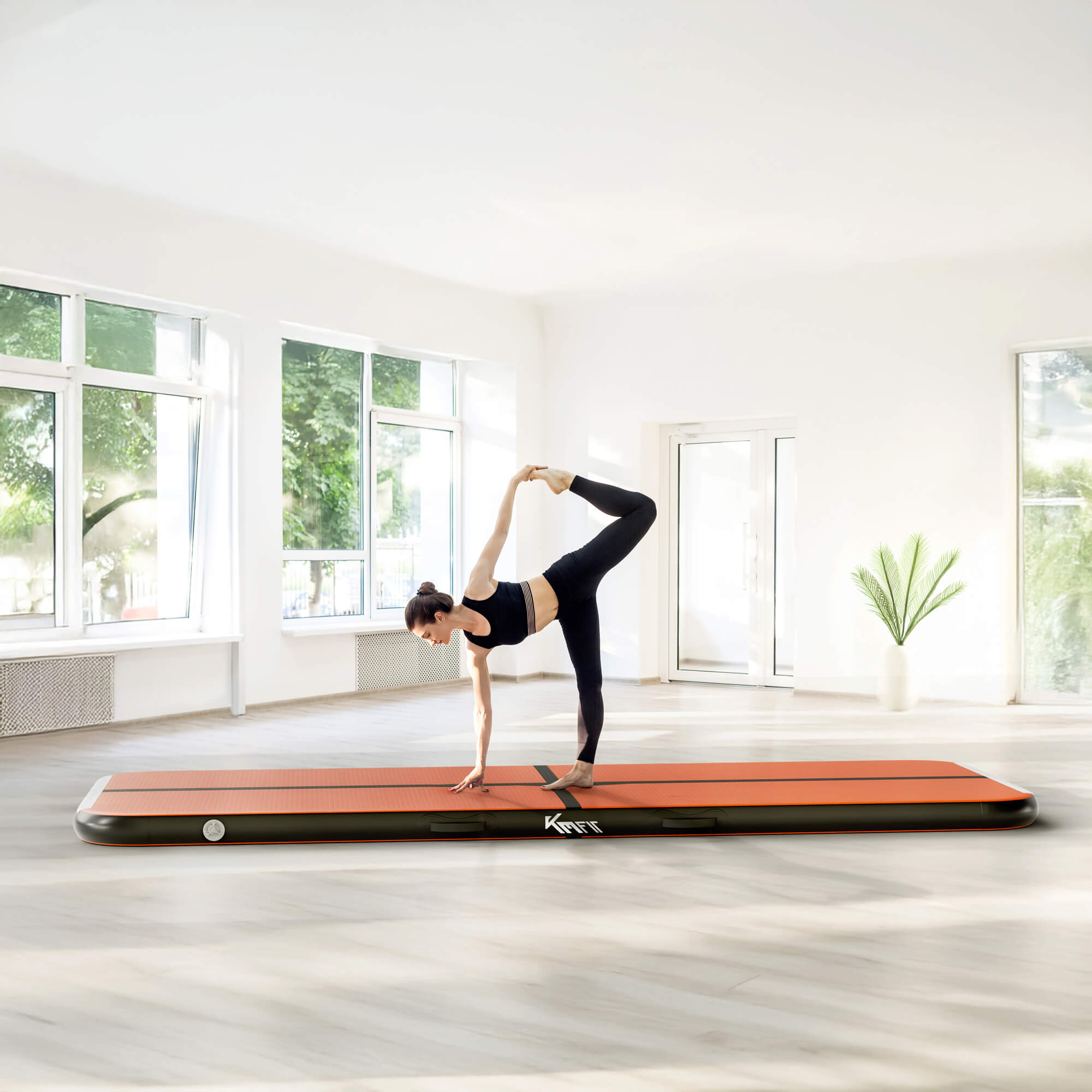 AREBOS Tapis de gymnastique gonflable Airtrack 4 m | Avec sac de transport, pompe à air électrique et kit de réparation | Résistant aux UV - 2