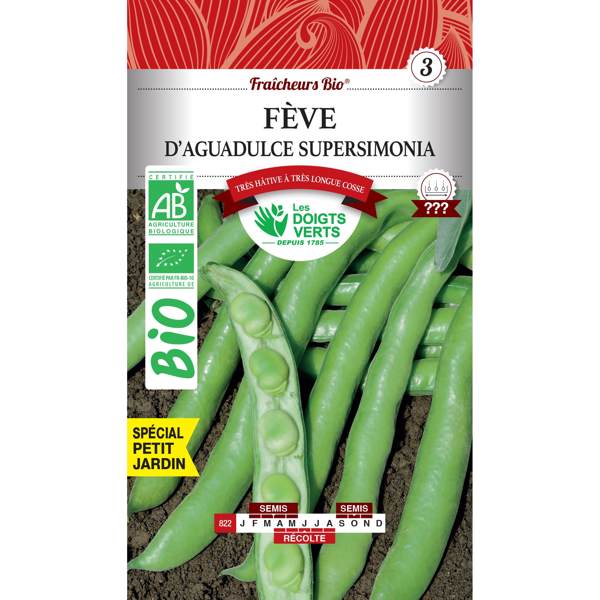 Graines De Fèves Super Aguadulce - Variété Précoce Et Résistante Au Gel - Pour Récolte De Longues Gousses - Sachet Germisem - 8