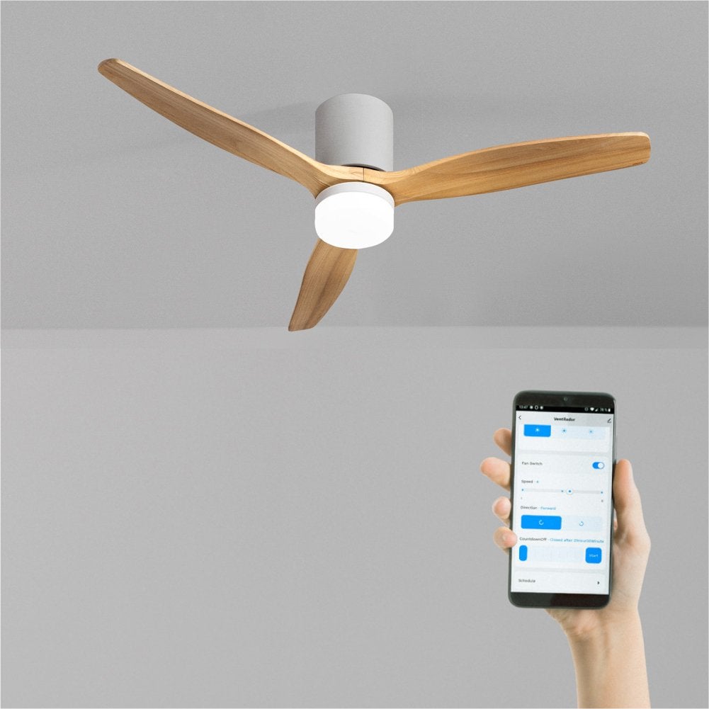 CREATE - WIND CALM CONCRETE - Cichy wentylator sufitowy 40W Ø132cm, 100% drewna, z obudową z gipsu do personalizacji -